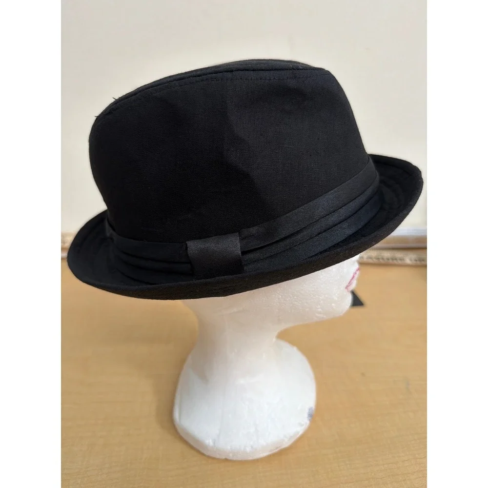 Classic Black Fedora Hat Pleated Band Structured Dress Hat Style S138